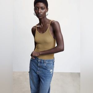 Mango Ribbed Strap Top